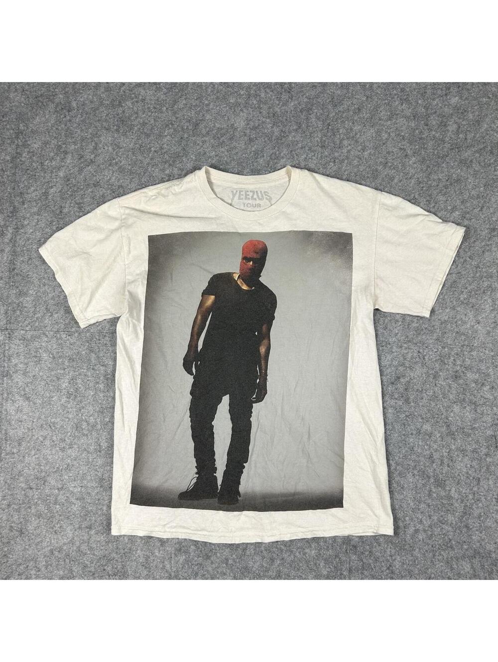 Kanye West Yeezus Tour Shirt Mens Medium White Yeezy 2013 Ski Mask Portrait Rap